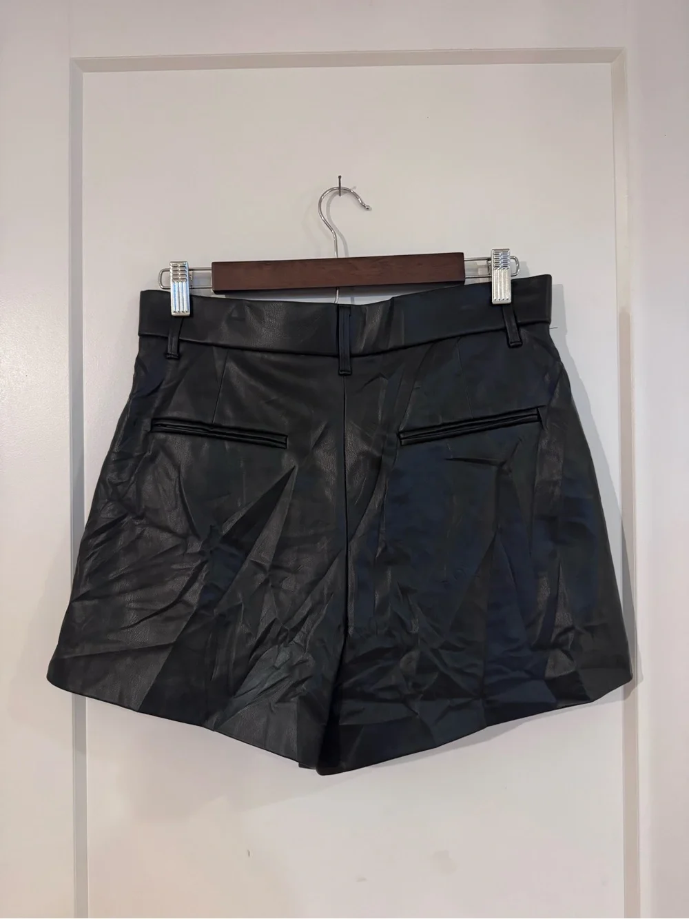 Zara Black High-Waist Faux Leather Shorts